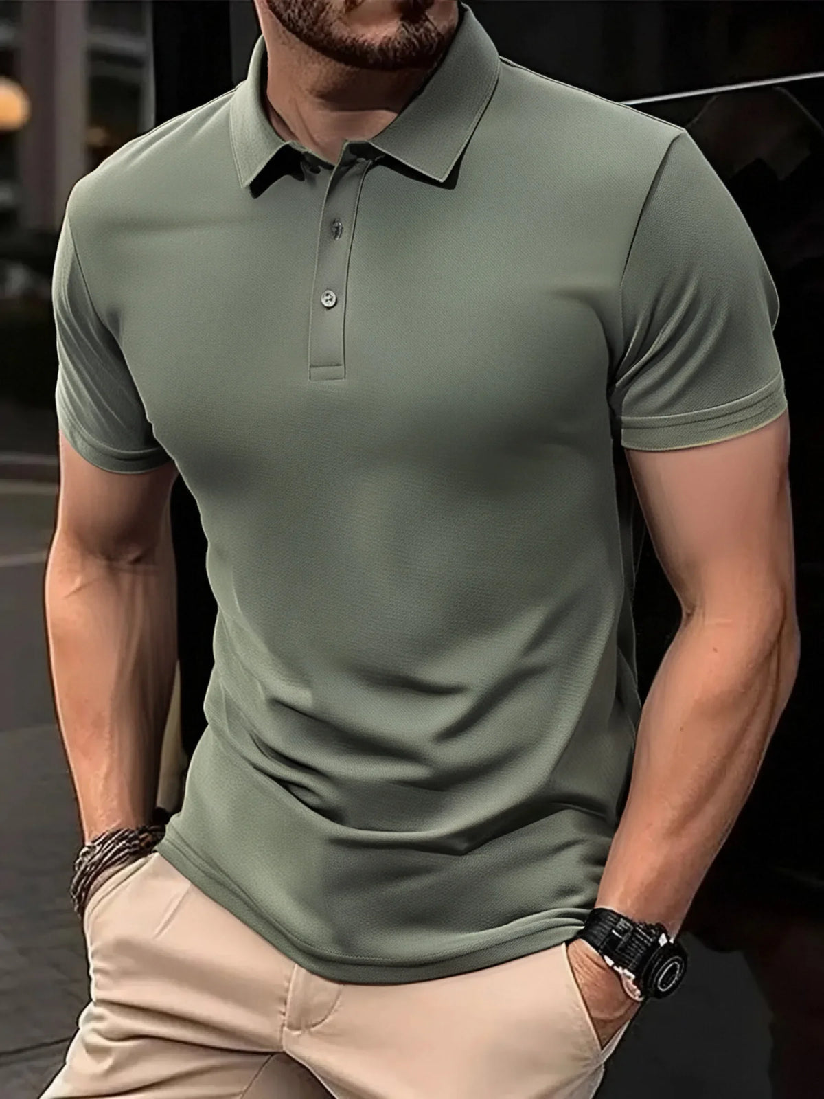 Camisa Polo Masculina cor única lisa