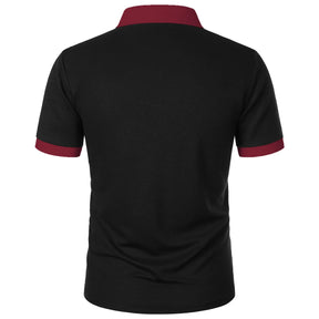 Camisa Polo Masculina Poliéster cor sólida com zíper