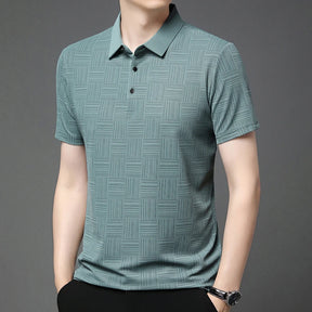 Camisa polo casual de manga curta masculina, camisa de algodão estampada, top confortável e respirável, nova moda, 2024