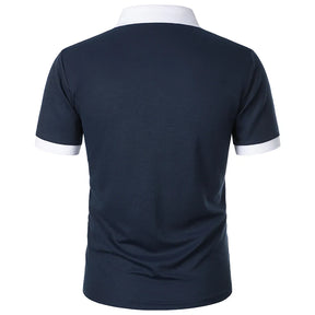 Camisa Polo Masculina Poliéster cor sólida com zíper