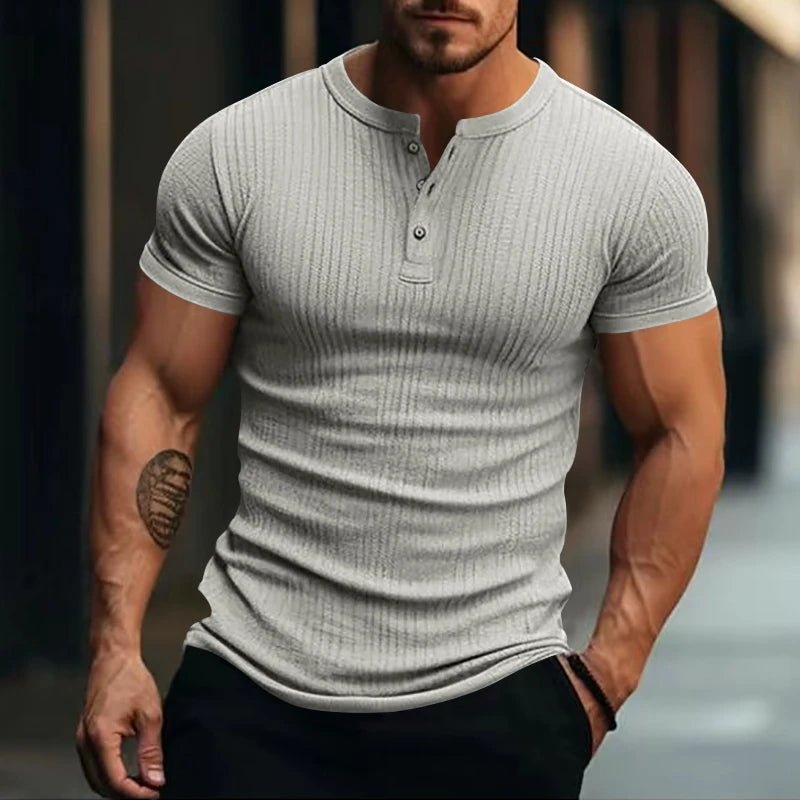 Camiseta Masculina Listrada com Gola Henley - Conforto e Estilo - Altino