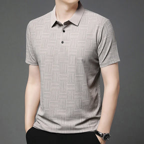 Camisa polo casual de manga curta masculina, camisa de algodão estampada, top confortável e respirável, nova moda, 2024