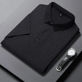 Camisa polo casual de manga curta masculina, camisa de algodão estampada, top confortável e respirável, nova moda, 2024