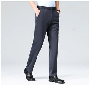 Verão outono calças finas dos homens vestido formal terno calças de trabalho qualidade negócios calças casuais preto vinho vermelho calças compridas