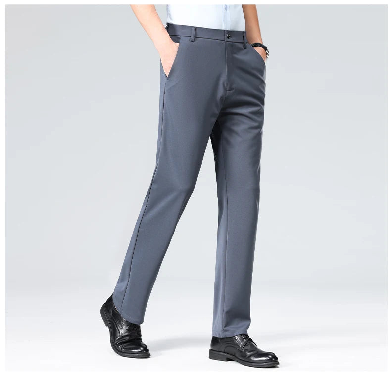 Verão outono calças finas dos homens vestido formal terno calças de trabalho qualidade negócios calças casuais preto vinho vermelho calças compridas