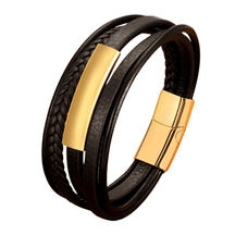 Pulseira Masculina de Couro Leather Classic