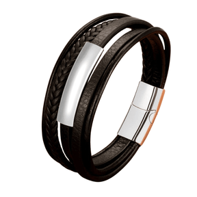 Pulseira Masculina de Couro Leather Classic