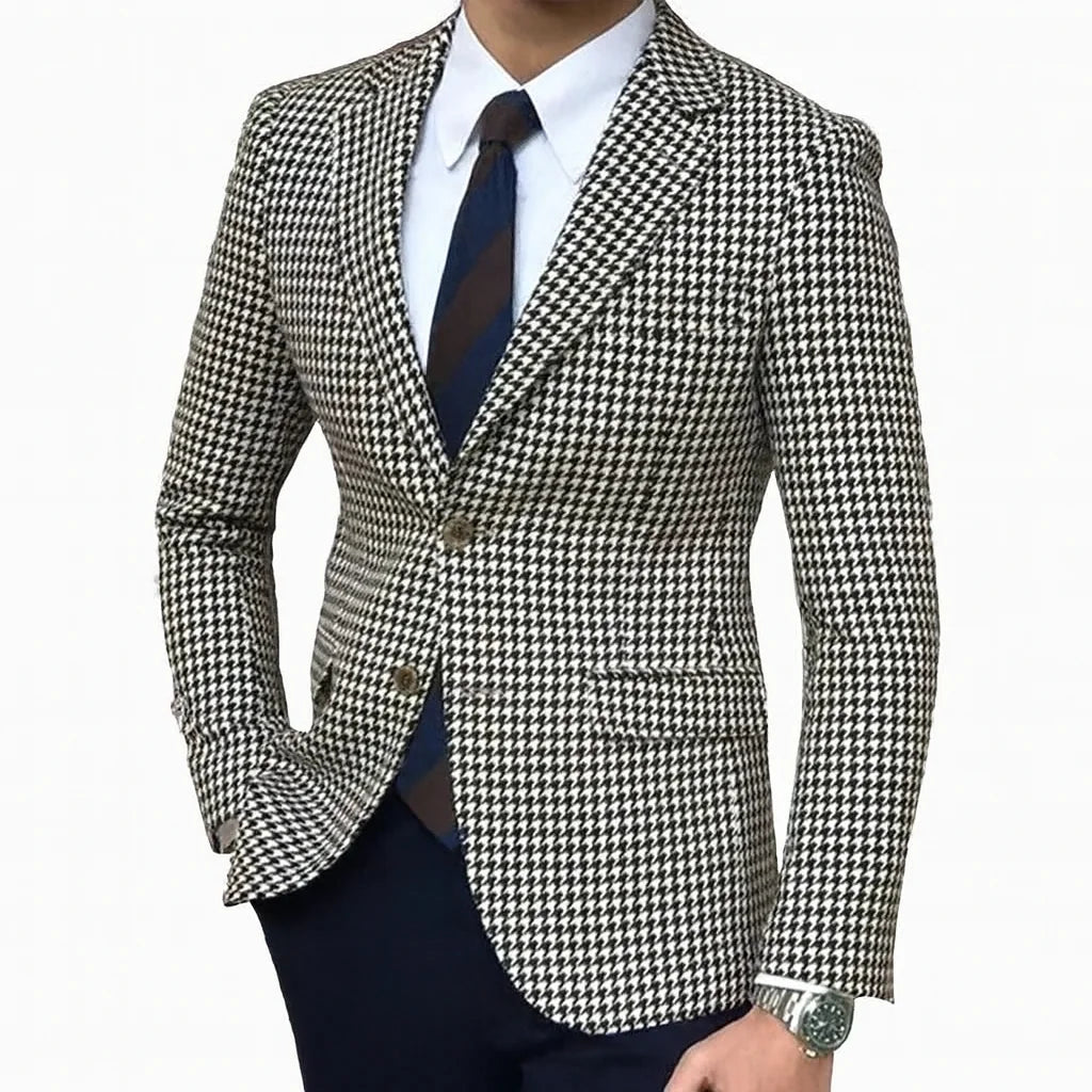 Blazer Xadrez Houndstooth Slim Fit Masculino