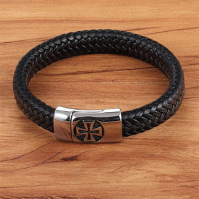 Pulseira Masculina de Couro Cruzada