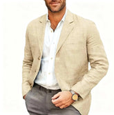 Blazer Masculino de Linho Bege/Marron - Elegância Casual para o Verão - Altino