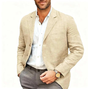 Blazer Masculino de Linho Bege/Marron - Elegância Casual para o Verão - Altino