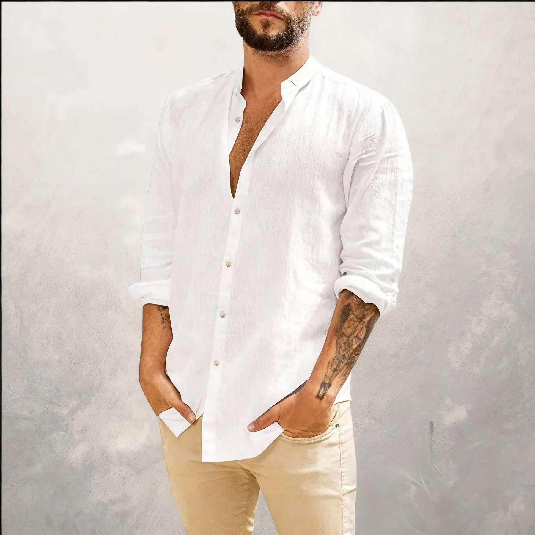 Camisa de Linho Masculio -San Tropez - Altino