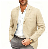 Blazer Masculino de Linho Bege/Marron - Elegância Casual para o Verão - Altino